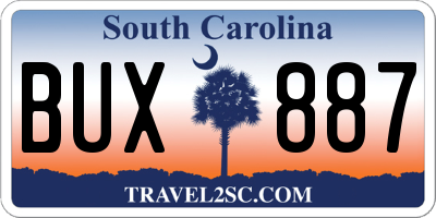 SC license plate BUX887