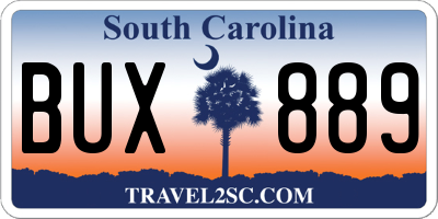 SC license plate BUX889