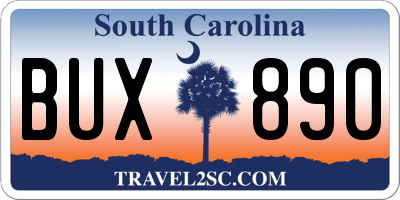 SC license plate BUX890