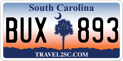 SC license plate BUX893