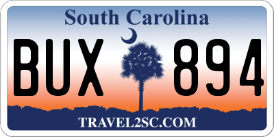 SC license plate BUX894