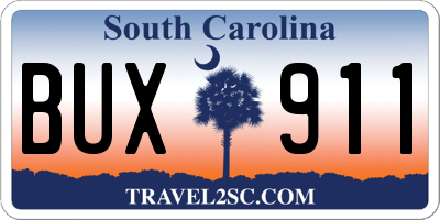SC license plate BUX911