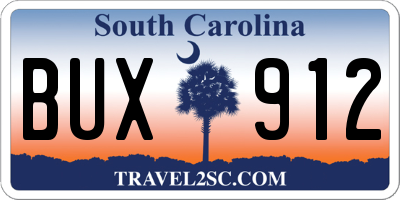 SC license plate BUX912