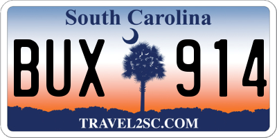 SC license plate BUX914