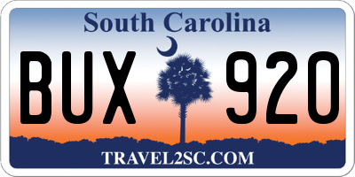 SC license plate BUX920