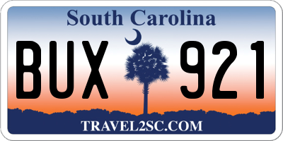 SC license plate BUX921