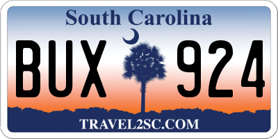 SC license plate BUX924