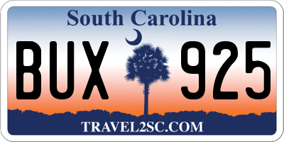 SC license plate BUX925