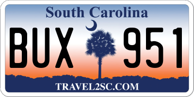 SC license plate BUX951