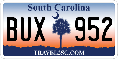 SC license plate BUX952