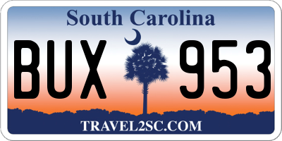 SC license plate BUX953