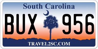 SC license plate BUX956