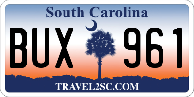 SC license plate BUX961