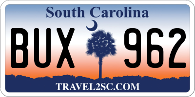 SC license plate BUX962