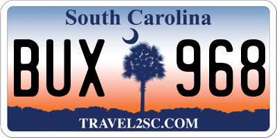 SC license plate BUX968