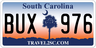 SC license plate BUX976