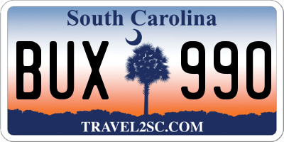 SC license plate BUX990