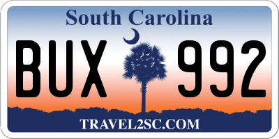 SC license plate BUX992