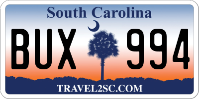 SC license plate BUX994