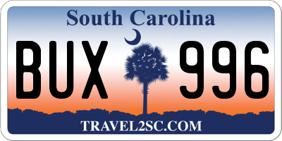 SC license plate BUX996