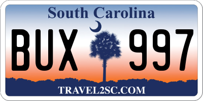 SC license plate BUX997