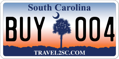 SC license plate BUY004