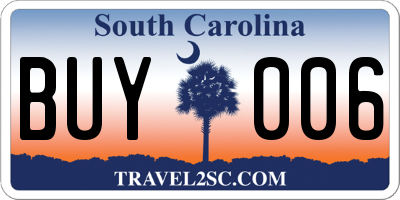 SC license plate BUY006