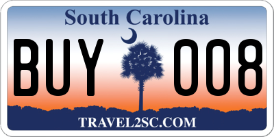 SC license plate BUY008
