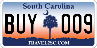 SC license plate BUY009