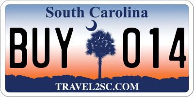 SC license plate BUY014