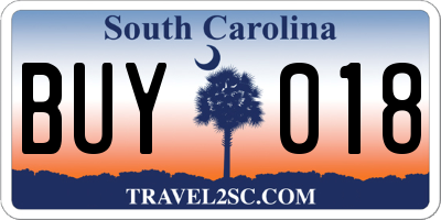 SC license plate BUY018
