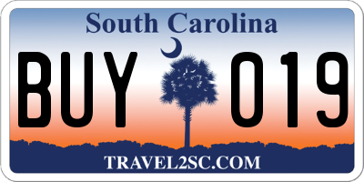 SC license plate BUY019