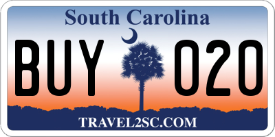 SC license plate BUY020
