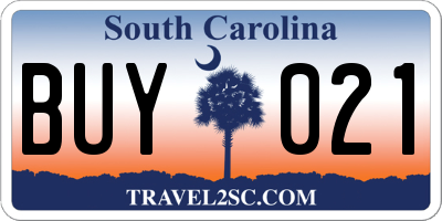 SC license plate BUY021