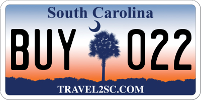 SC license plate BUY022