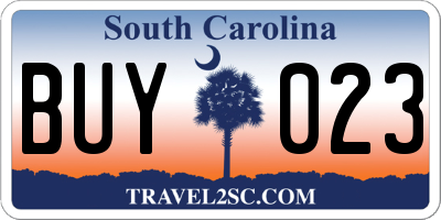 SC license plate BUY023