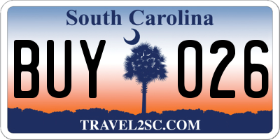 SC license plate BUY026