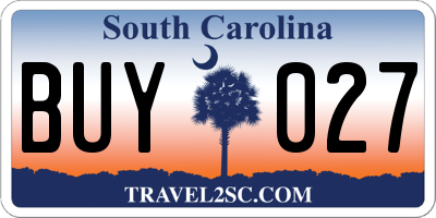 SC license plate BUY027