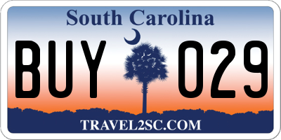 SC license plate BUY029