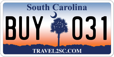 SC license plate BUY031
