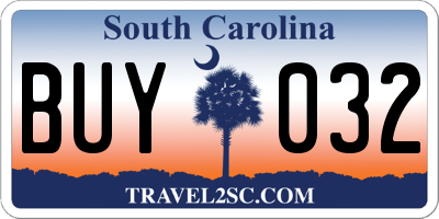 SC license plate BUY032