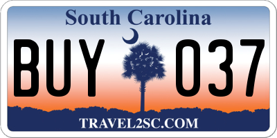 SC license plate BUY037