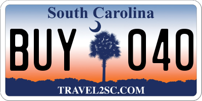 SC license plate BUY040