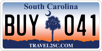 SC license plate BUY041