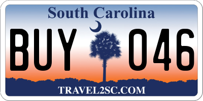 SC license plate BUY046