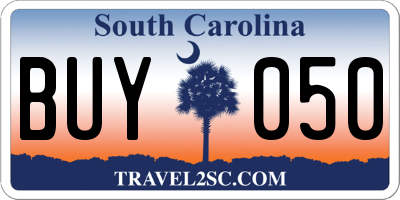 SC license plate BUY050