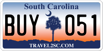 SC license plate BUY051