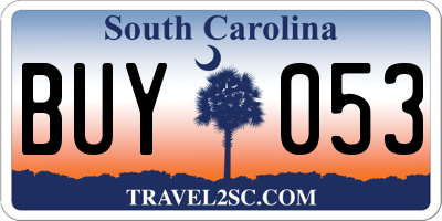 SC license plate BUY053