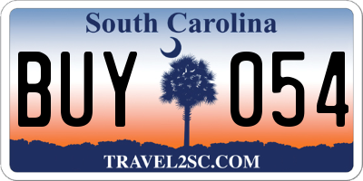 SC license plate BUY054