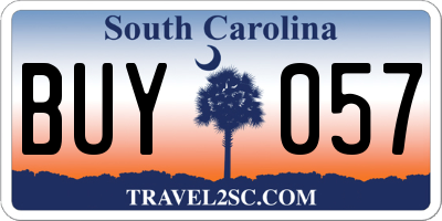 SC license plate BUY057